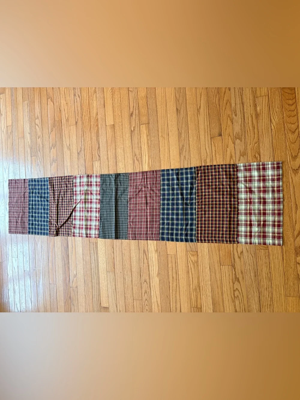 VHC Brands, Beckham, Cotton, 16x72, Patchwork Valance, Red